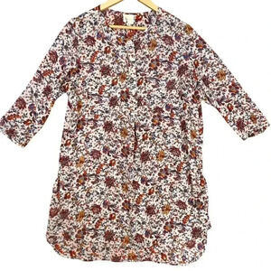 Fig & Flower Womens Multicolor Floral Tunic Polyester Long Sleeve‎ Shift Dress L